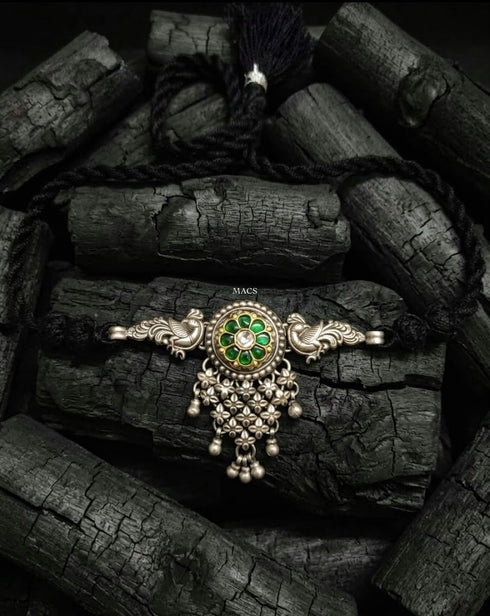 925 Silver Peacock Kundan Choker