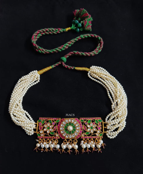 925 Gold plated Pearl Kundan Necklace