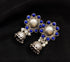 Silver Lapis Stone Jhumka