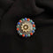 Multi stone 925 sterling silver ring with kundan motif, turquoise, coral and lapis ring