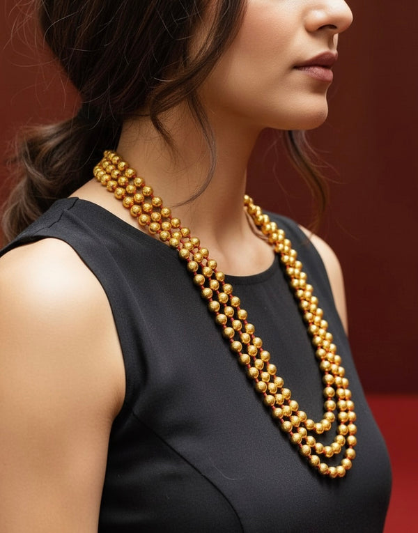 Three Line Round Gold Necklace