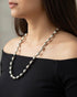 Single Line Dholki Beads Silver Necklace