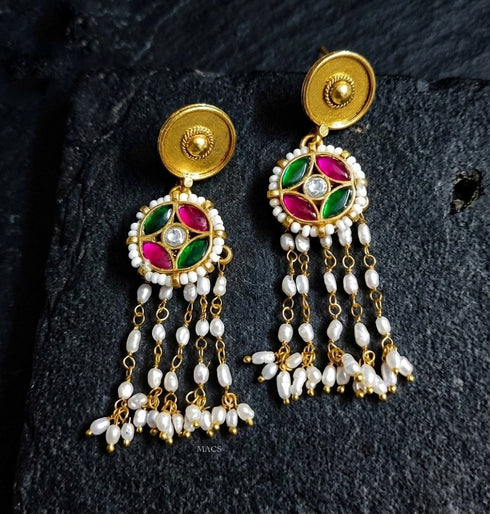 Kundan Gold Pearl Earrings
