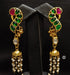 Green-Pink Kundan Peacock Pearl Jhumka