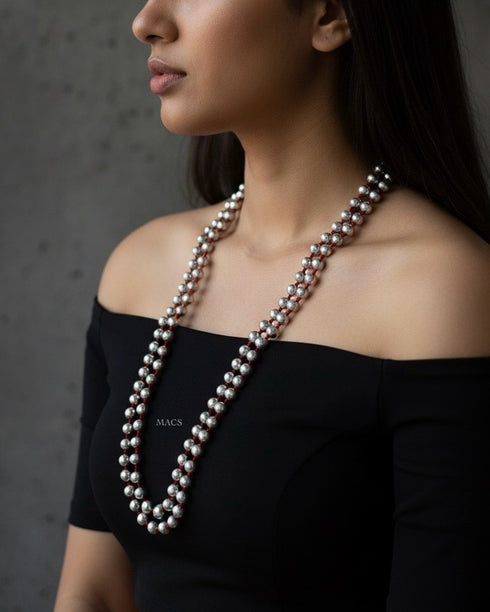 Two Line Round Beads Necklace