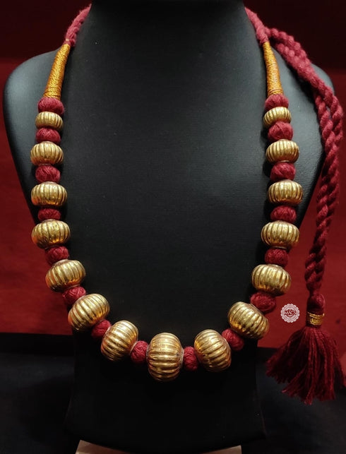 Gold plated Wax Carved Necklace (oversized beads)