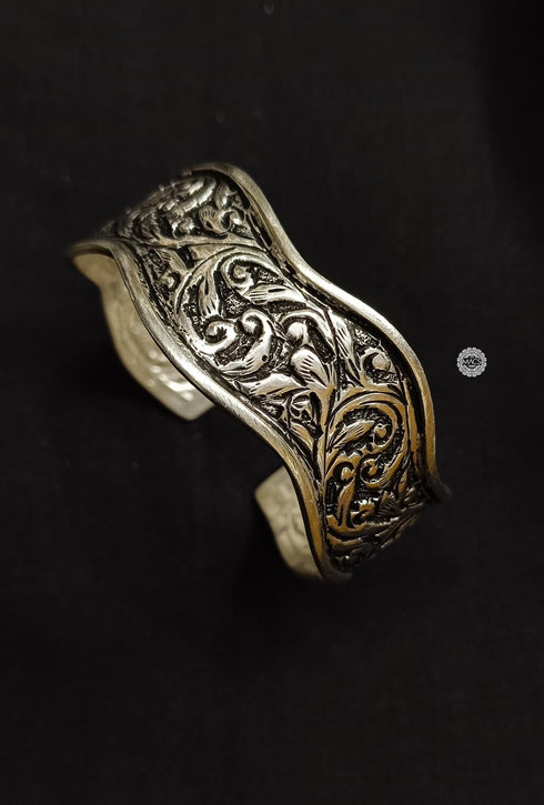 925 Adjustable Silver Chitai Kada, Sterling Silver Handmade unisex cuff bangle