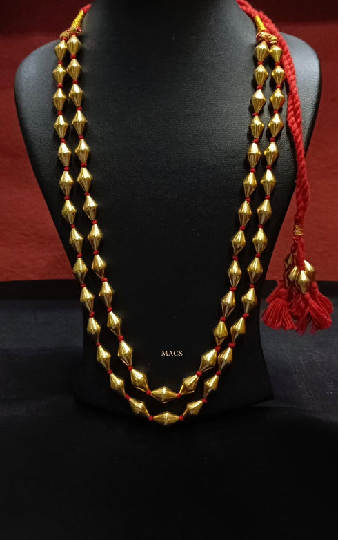 Two Line Gold Dholki Necklace