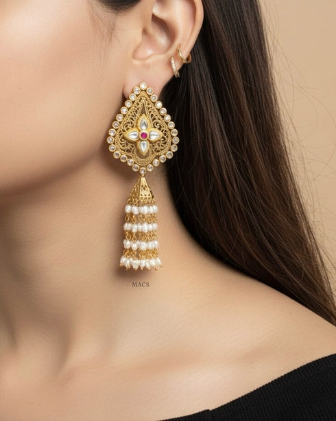Goldplated Pearl Jhumka Earrings