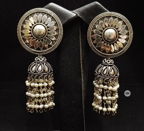 Big Floral Layered Pearl Jhumka