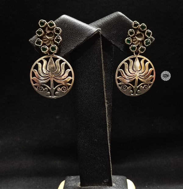 Silver Stone Lotus Earrings