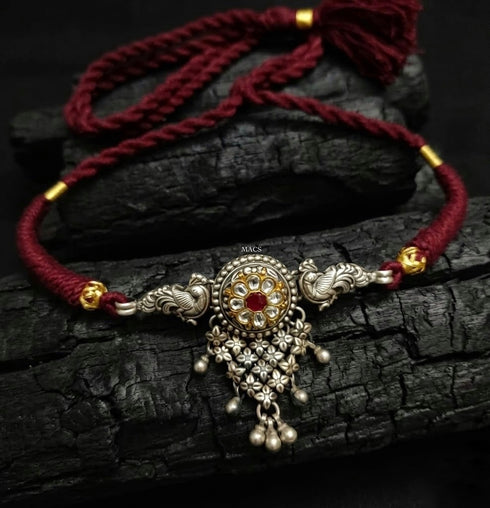 925 Kundan Peacock Choker
