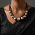 Wax Beads Silver Multi Color Necklace (oversized beads)