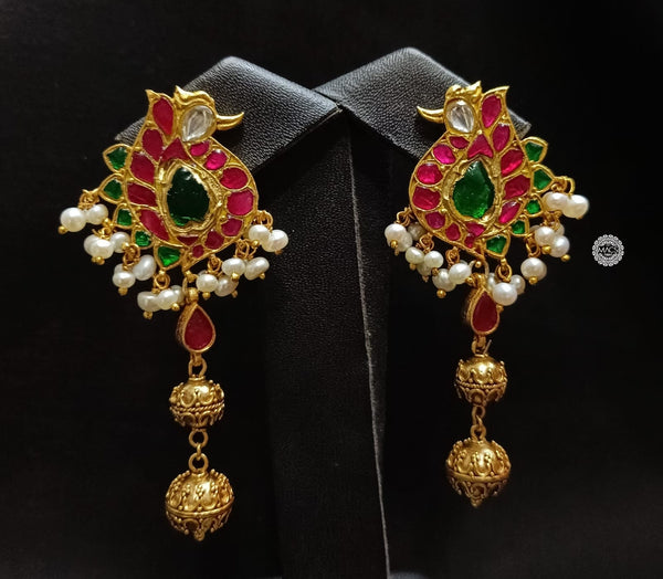 925 Kundan Peacock Earrings