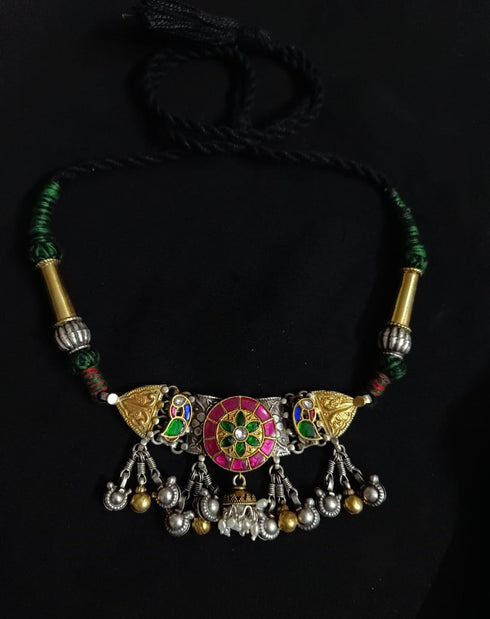 925 Dual tone Kundan Short Choker