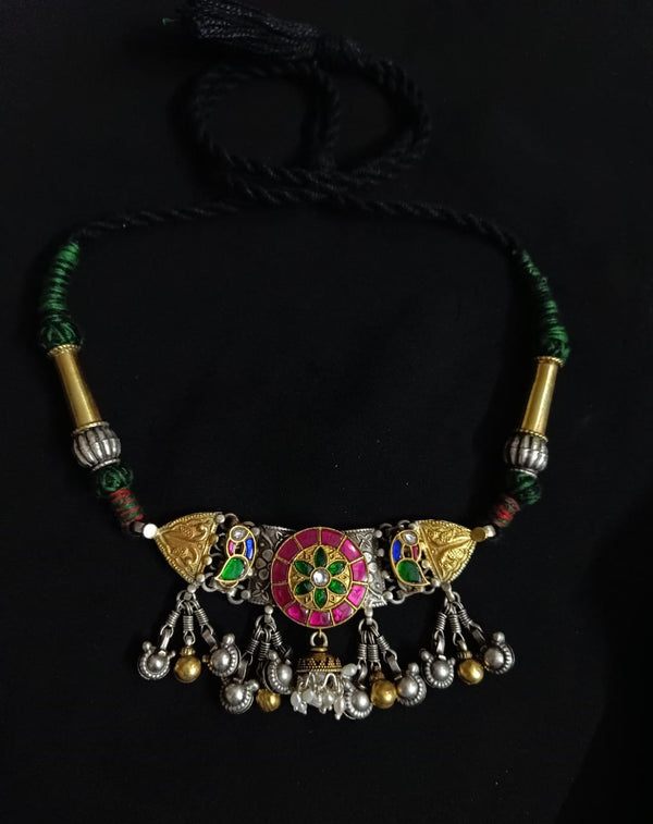 925 Dual tone Kundan Short Choker