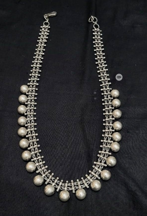Tribal silver ball necklace