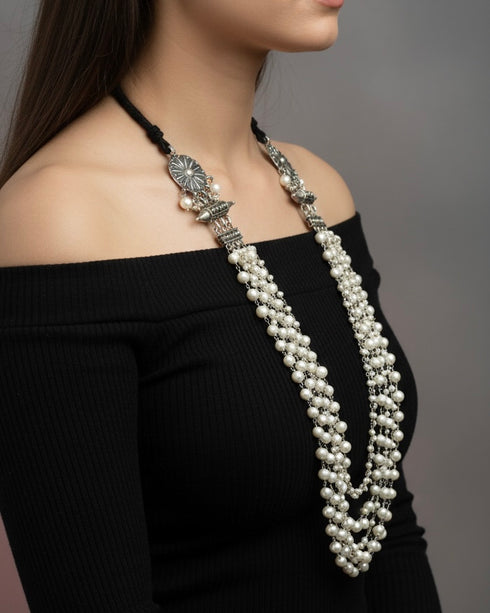 925 Silver Pearl Layered Necklace