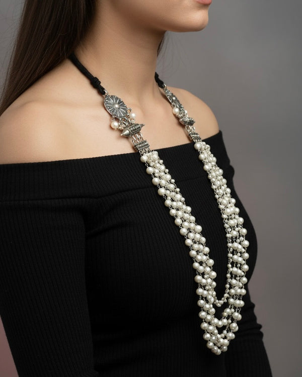 925 Silver Pearl Layered Necklace