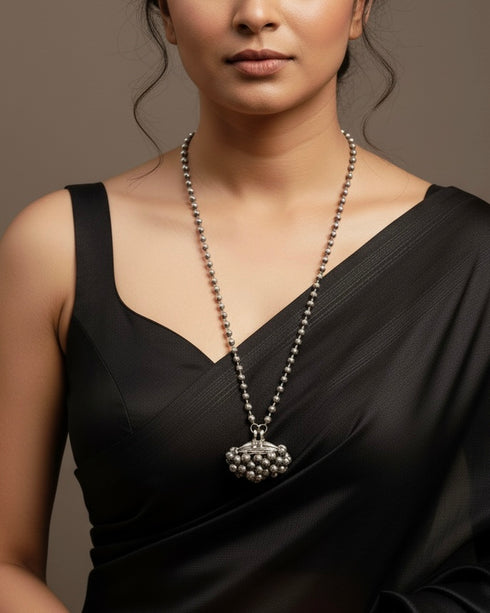 Silver Ghungaroo Pendant Necklace