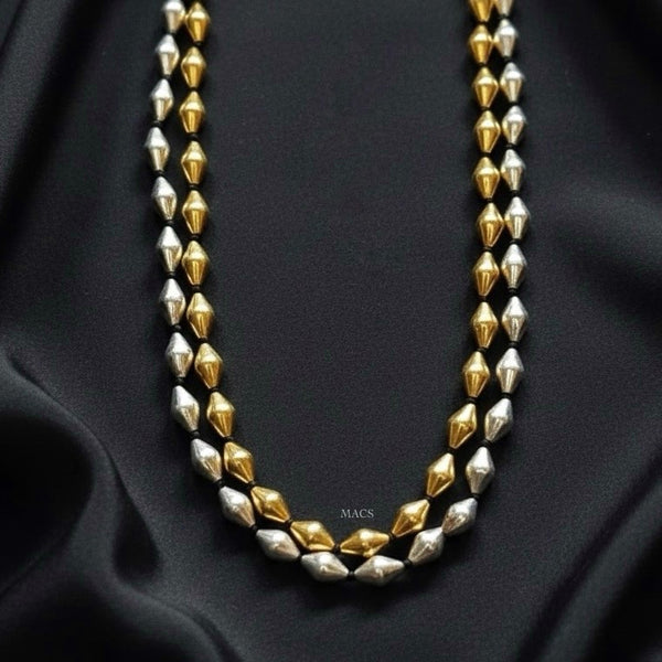 Two Line Silver-Gold Dholki Necklace