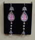 Painting hand painting pearl silver earrings, long silver pink earrings