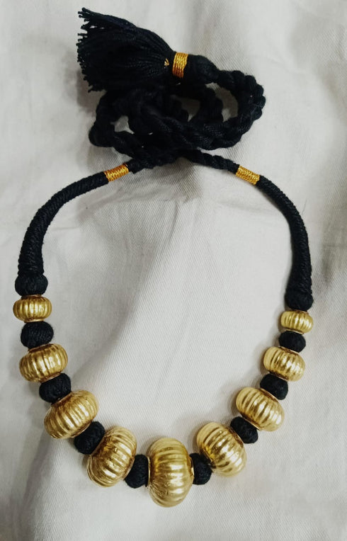 Gold plated Wax Carving Beads Necklace (oversized beads)