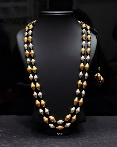 Two Line Dual tone Dholki Necklace