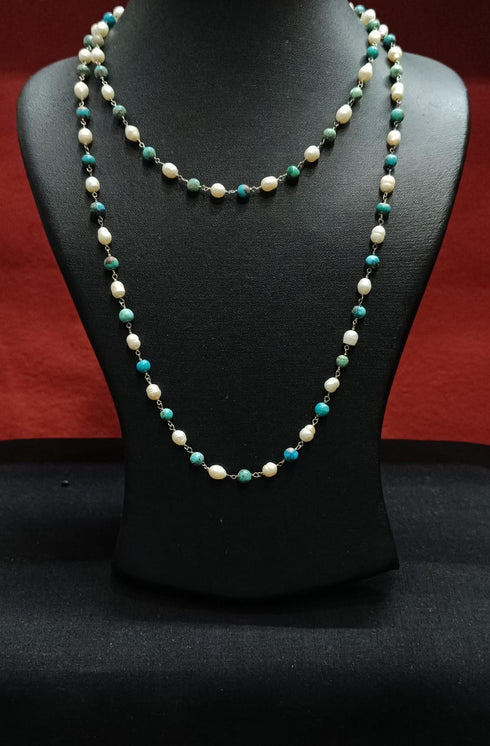 925 Silver Turquoise Pearl necklace