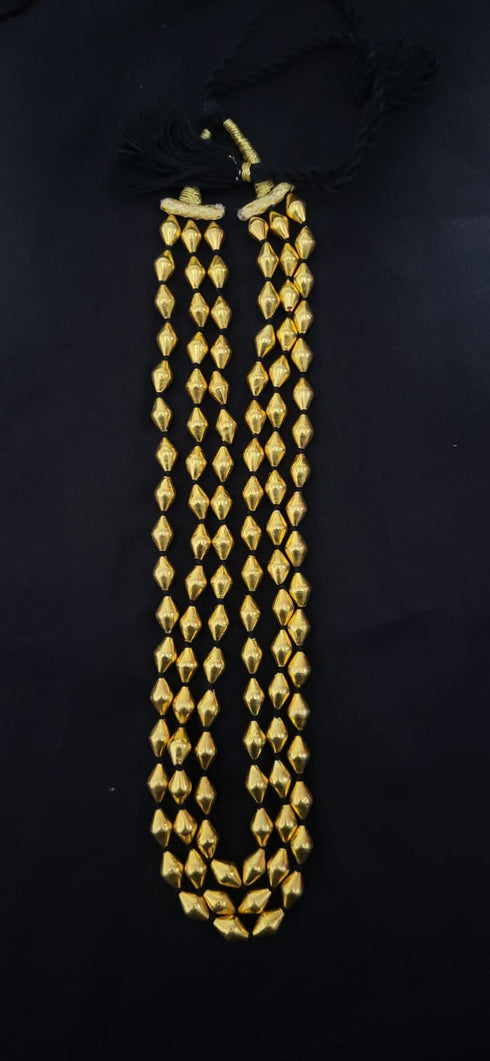 Three Line Gold Dholki Necklace