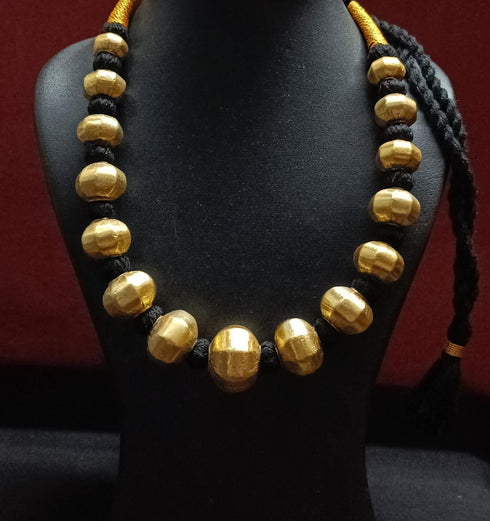 Gold plated Wax Faceted Beads Necklace (oversized beads)