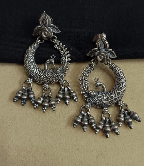 925 Peacock Chandbali Earrings