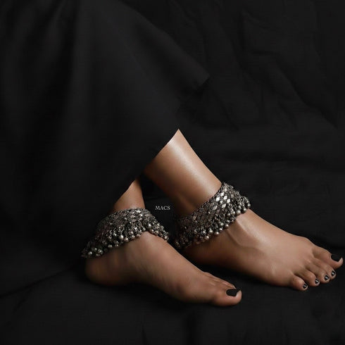 vintage pure silver anklet online in India for women