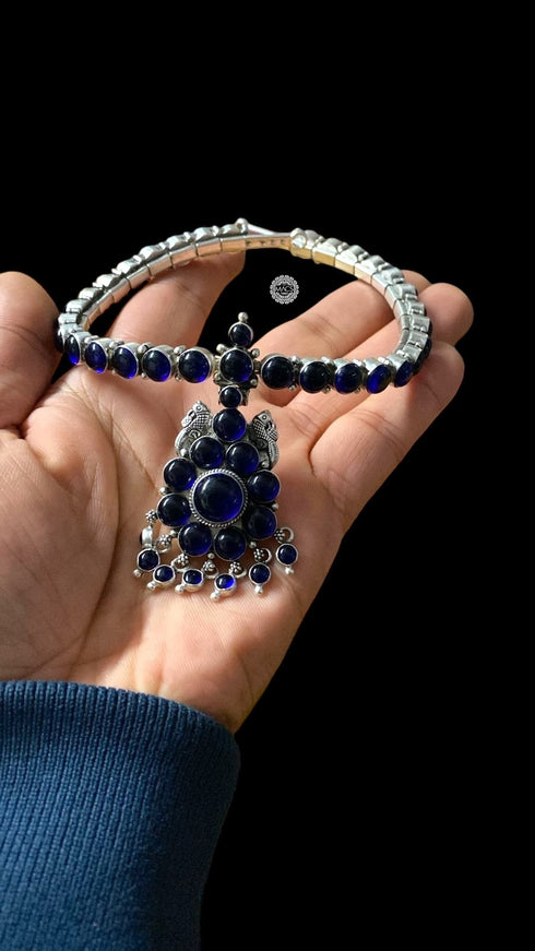 Blue Kemp Addigai Silver Necklace (pre-order)