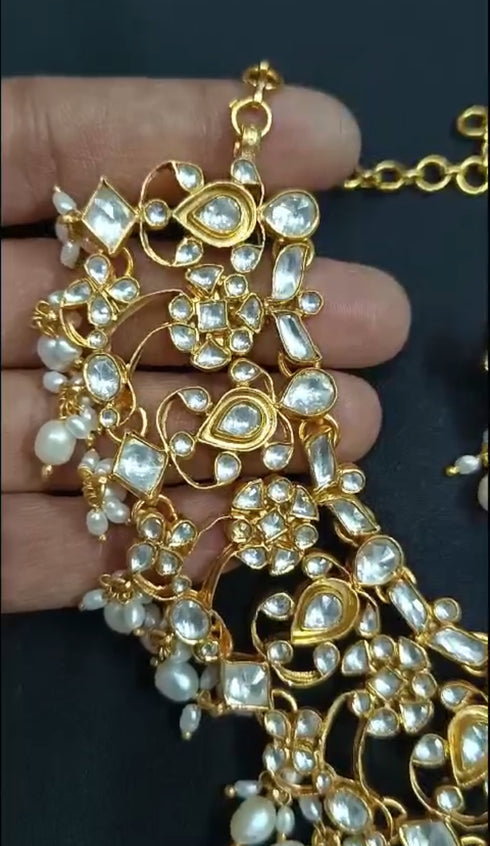 White Jadau Kundan Necklace, Sabyasachi Wedding Necklace for Women