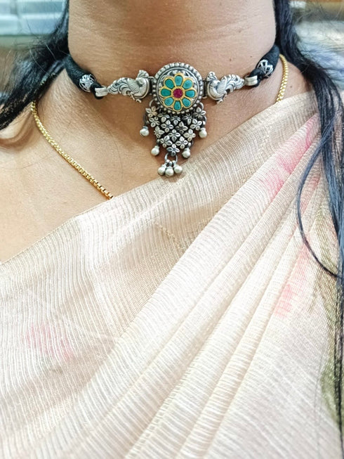 925 Peacock Kundan Choker