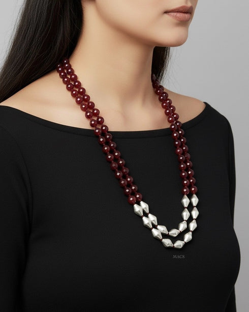 Dholki Semiprecious Beads Necklace