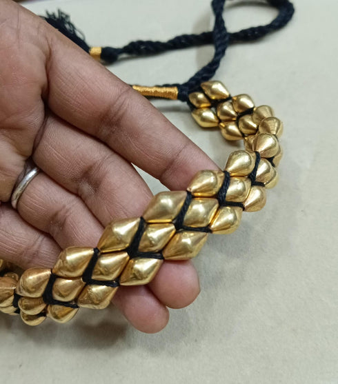 Three Line Gold Dholki Choker