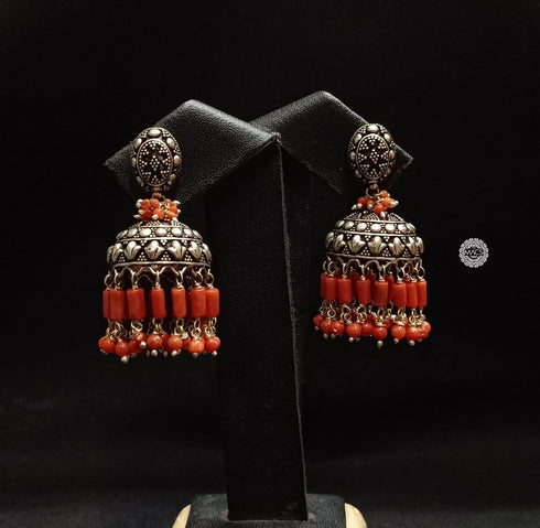 925 Silver Coral Jhumka