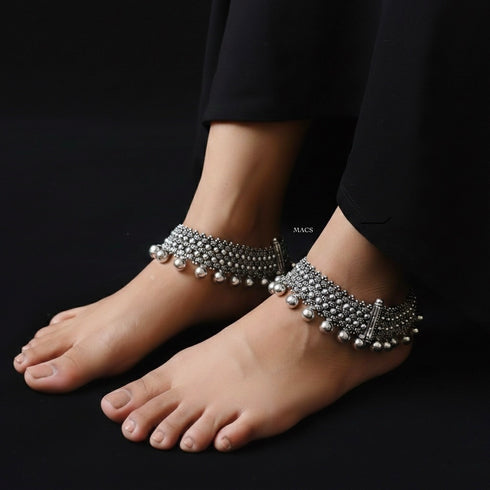 925 Sterling Silver Heavy Bold Bridal Statement Ball Anklet