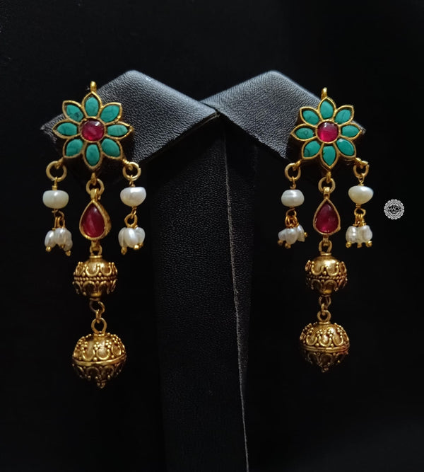 925 Kundan Turquoise Earrings