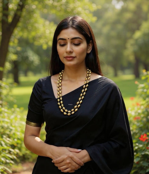 Gold plated two strand dholki necklace in sterling silver