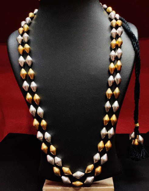 Two Line Dual tone Dholki Necklace