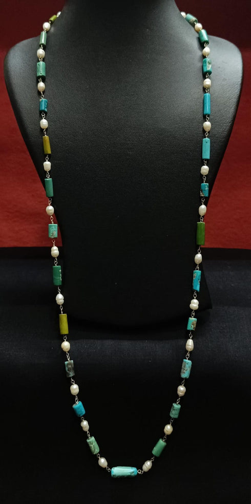 925 Silver Turquoise Pearl necklace