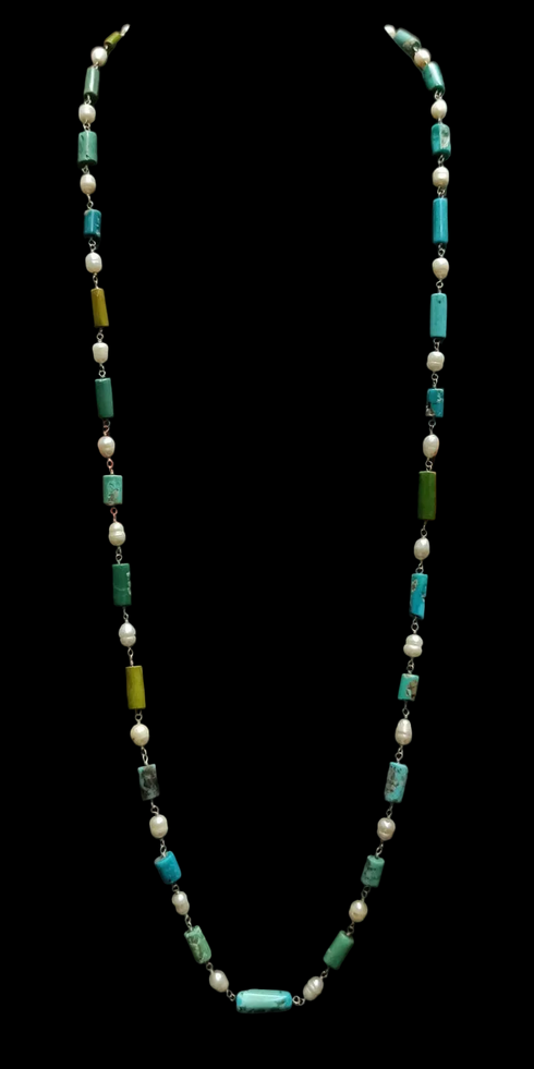 925 Silver Turquoise Pearl necklace