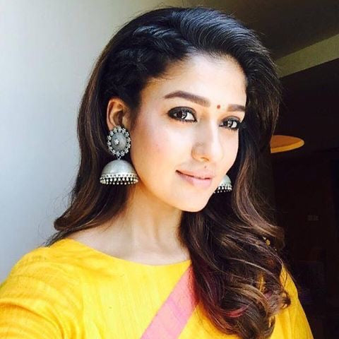 Nayanthara silver jhumka earrings