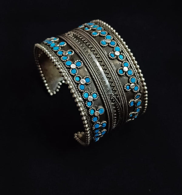 Adjustable Silver Stone Cuff