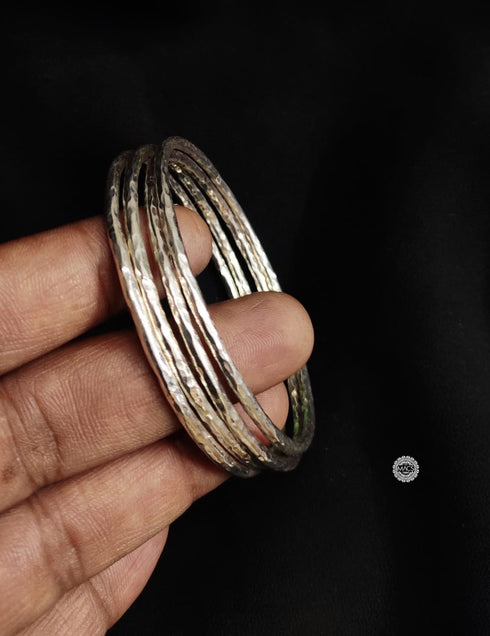 925 Silver Hammered Bangles (Size 2.6)