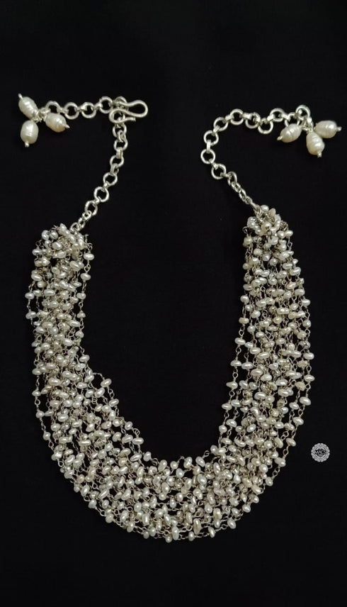 Pearl Bunch Silver Necklace