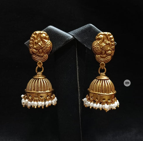 925 Goldplated Peacock Pearl Jhumka